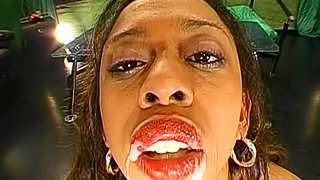 Ebony Angela love to swallow loads of white cream