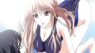 Hentai cutie in swimsuit gives tittyfuck