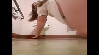 Toying with my soaking wet pussy in a public bathroom PART TWO