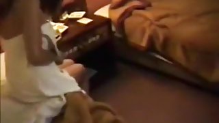 Shy asian girl makes a sextape in a hotelroom, while a friend tapes it.