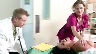 Busty patient is a wild one and delights in daring and forbidden sex with a horny doctor.