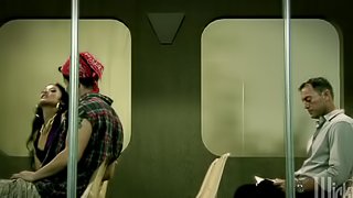 Subway train fuck with a juicy Asian lust Kaylani Lei