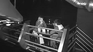 Drunk threesome in the night club fucking in reversed position