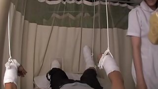 Lustful asian nurse rides a veiny cock in voyeur sex video